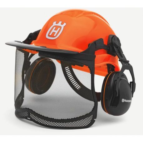 Casque forestier orange fluorescent functional Husqvarna